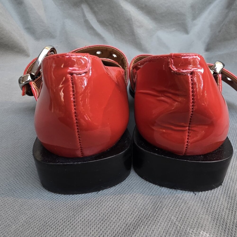 MAEVE Patent Leather Cherry Red Moto Pointed Toe Mary Jane Flats Shoes Sz 36 5.5 - Picture 3 of 9